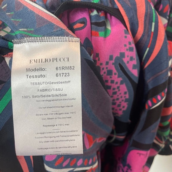 EMILIO PUCCI Dark Grasshopper Print Sleeveless Peplum Silk Top - Picture 7 of 9